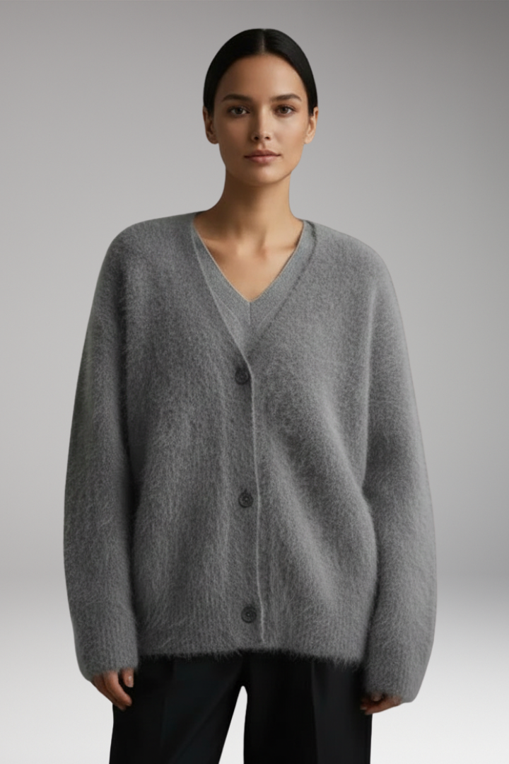 Women's Sweater with Round Neck and Ribbed Hem