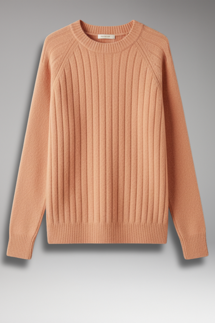 Women's Sweater with Round Neck and Ribbed Surface