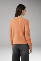 Women's Sweater with Round Neck and Ribbed Surface