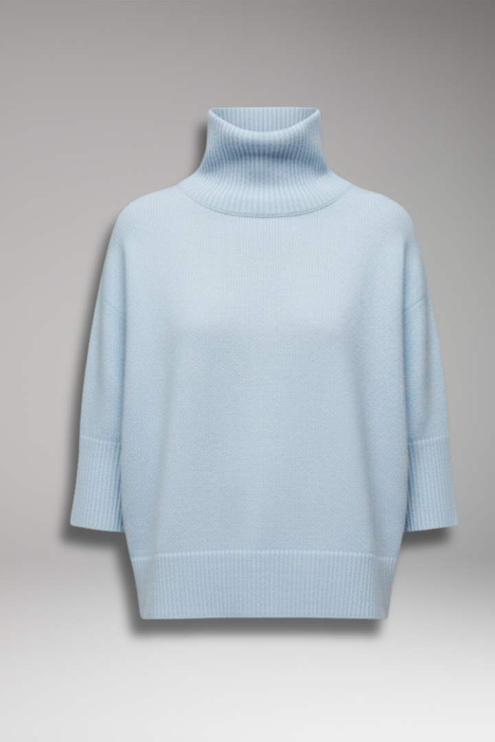 Women's Sweater with Turtleneck and Ribbed Edges