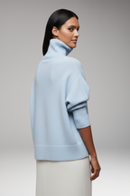 Women's Sweater with Turtleneck and Ribbed Edges