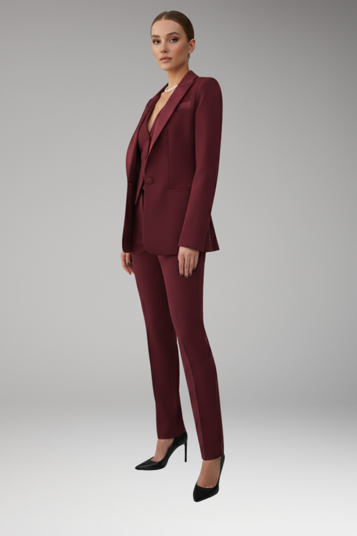 Women's Three-Piece Suit with Blazer, Vest, and Pants