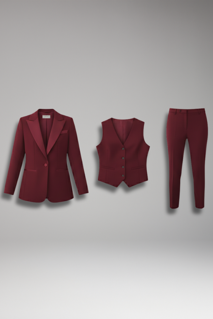 Women's Three-Piece Suit with Blazer, Vest, and Pants
