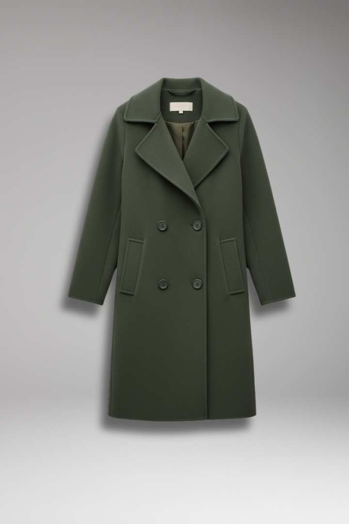 Women's Trench Coat with Notched Lapel and Front Button Design
