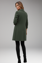 Women's Trench Coat with Notched Lapel and Front Button Design