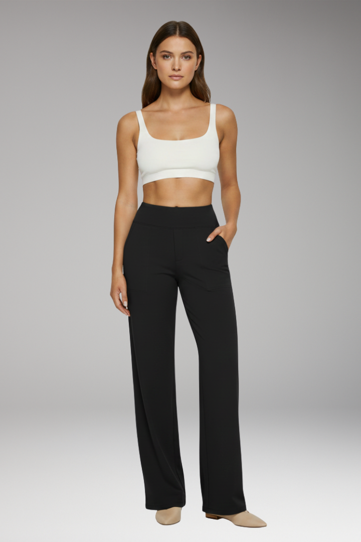 Women's Trousers with High Waist and Side Pockets
