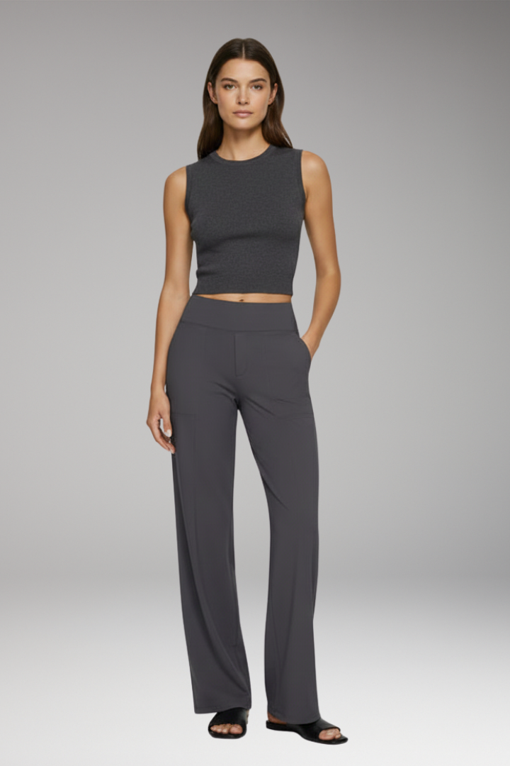 Women's Trousers with High Waist and Side Pockets