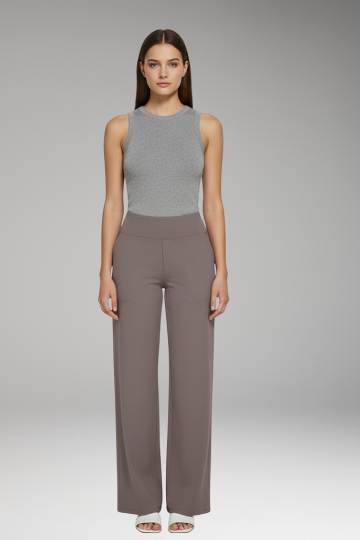 Women's Trousers with High Waist and Side Pockets
