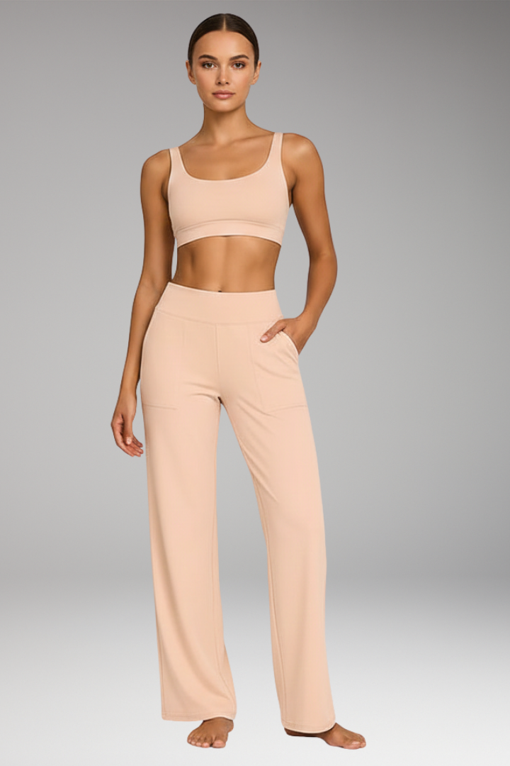Women's Trousers with High Waist and Side Pockets
