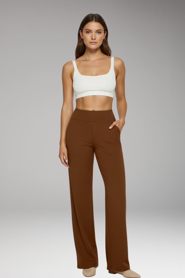 Women's Trousers with High Waist and Side Pockets