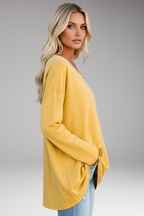 Women's Tunic Top with V-Neckline and Long Sleeves