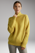Women's Turtleneck Sweater with Ribbed Cuffs and Textured Knit