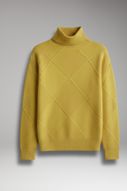 Women's Turtleneck Sweater with Ribbed Cuffs and Textured Knit