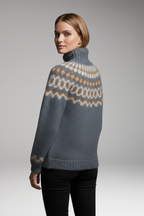 Women's Turtleneck Sweater with Ribbed Neck and Long Sleeves