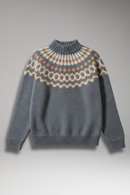 Women's Turtleneck Sweater with Ribbed Neck and Long Sleeves