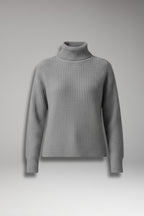 Women's Turtleneck Sweater with Ribbed Neckline and Long Sleeves