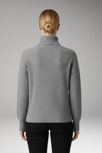 Women's Turtleneck Sweater with Ribbed Neckline and Long Sleeves