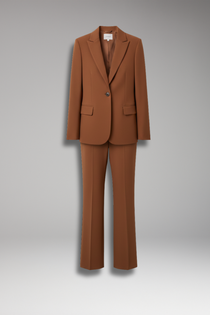 Women's Two-Piece Set with Blazer and Straight-Leg Pants