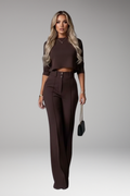 Women's Two-Piece Set with Cropped Top and Straight-Cut Pants