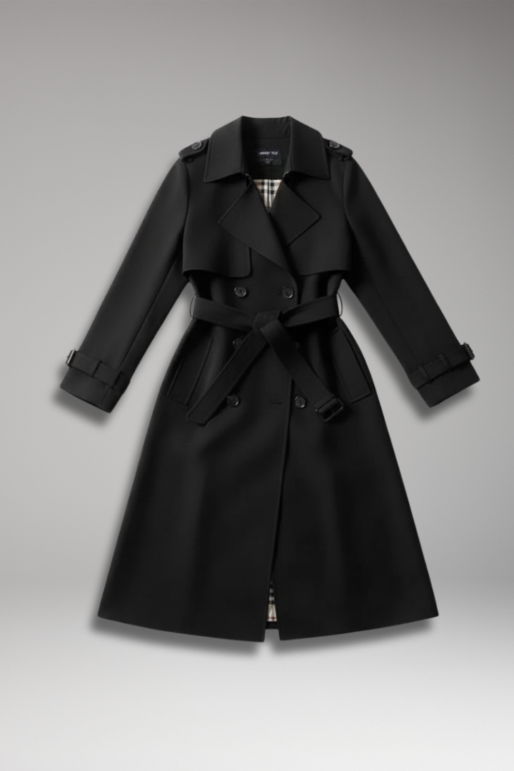 Women's trench coat with belt and button closure