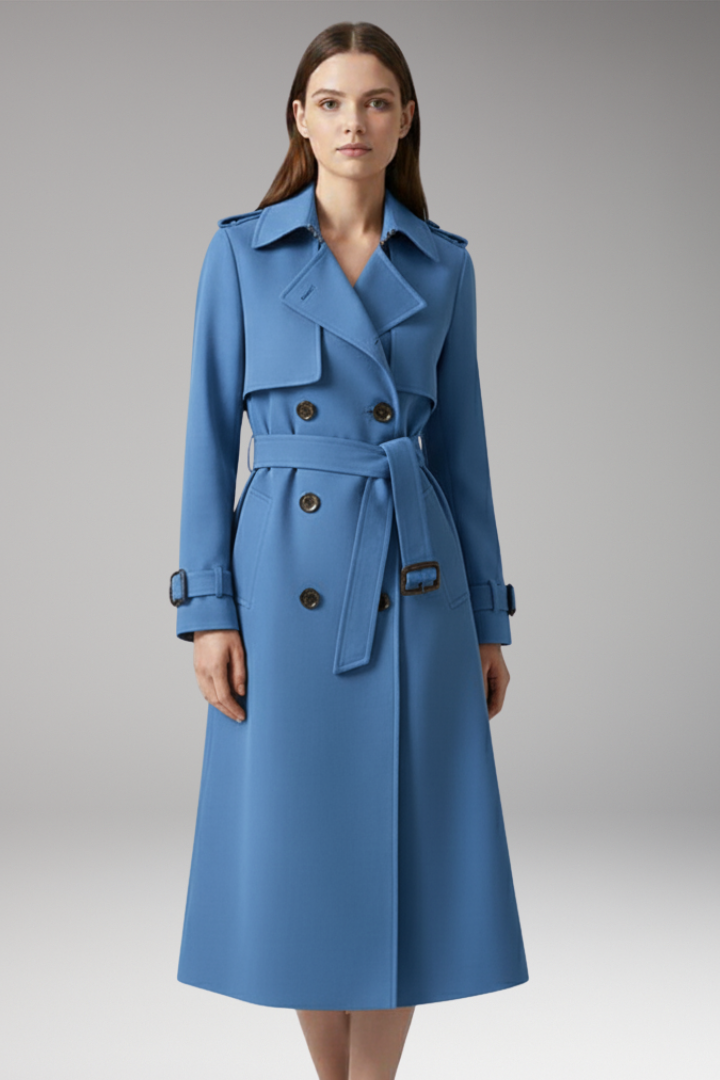 Women's trench coat with belt and button closure