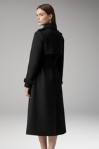 Women's trench coat with belt and button closure