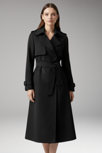 Women's trench coat with belt and button closure