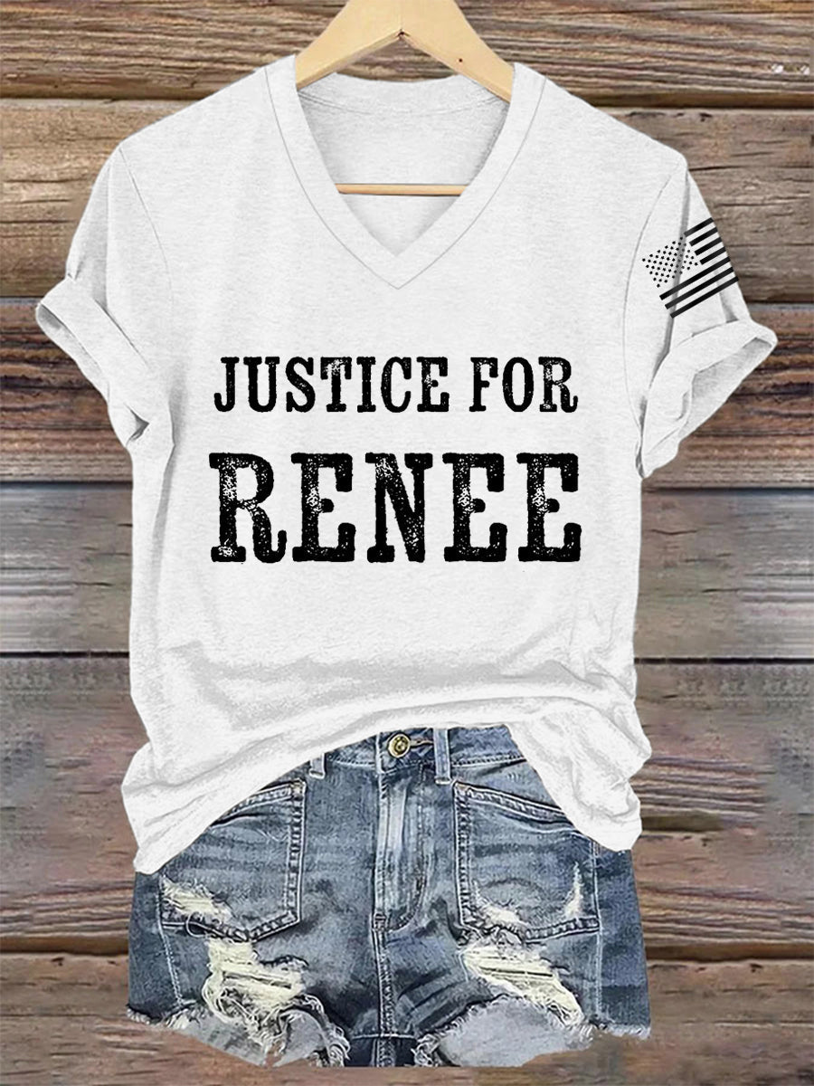 T-shirt col V « Justice pour les femmes » pour Renee Nicole Good, manifestation à Minneapolis 