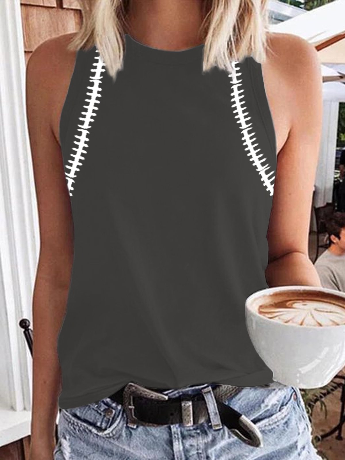 T-shirt sans manches pour femmes passionnées de football 