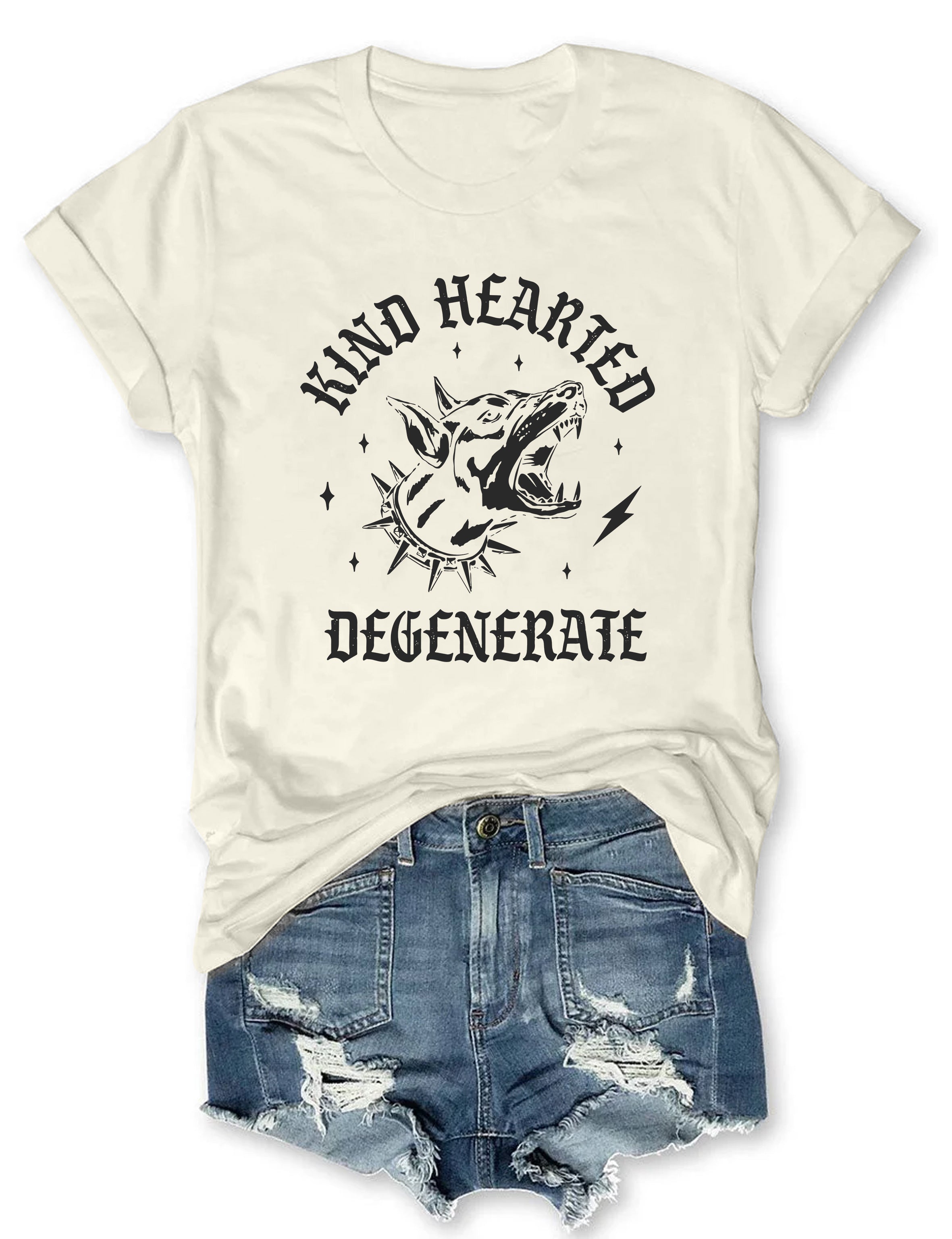T-shirt graphique humoristique avec citation sarcastique et gentille dégénérée 